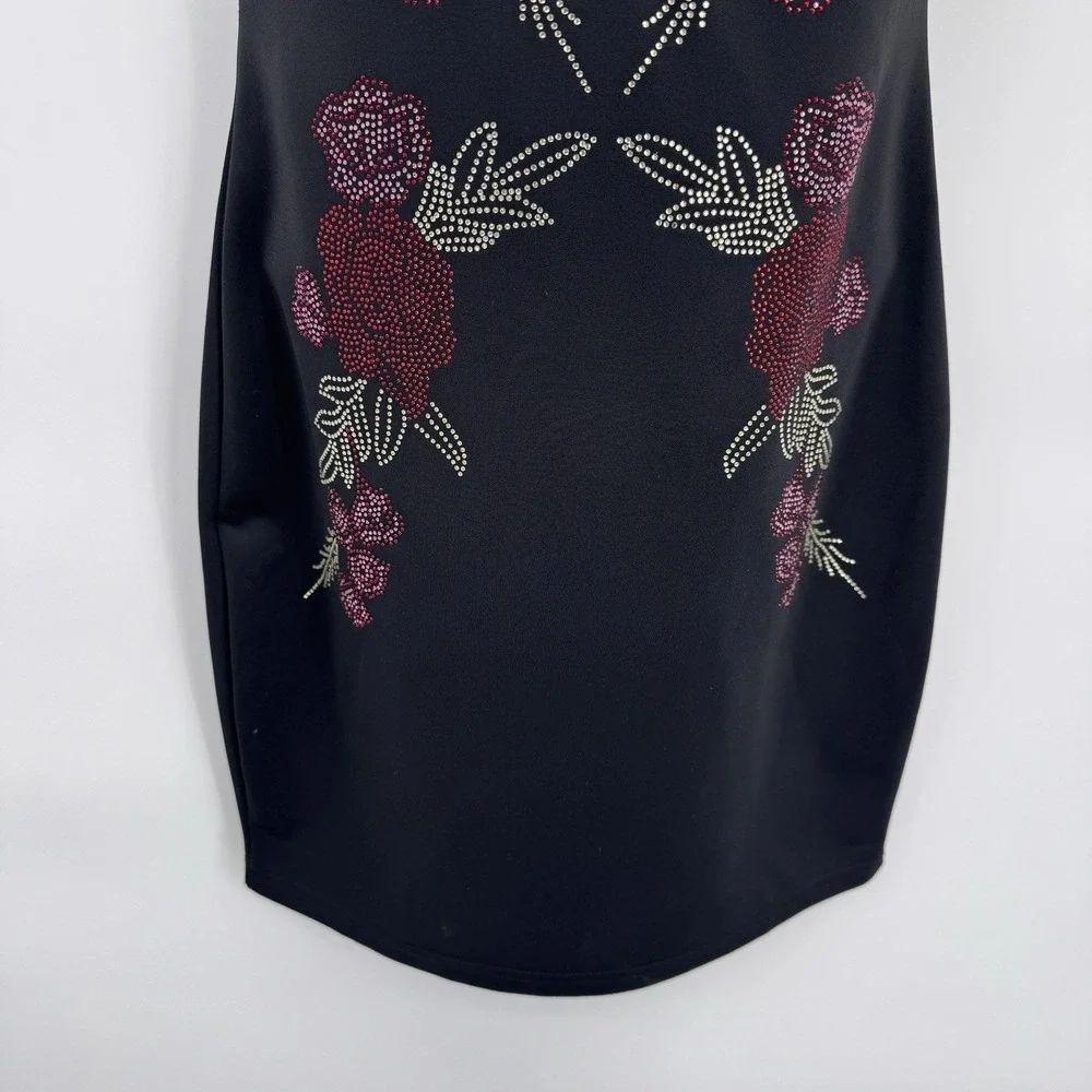 Available by Angela Fashion Cold Shoulder Dress Womens Small Black Beaded Mesh - Picture 3 of 12